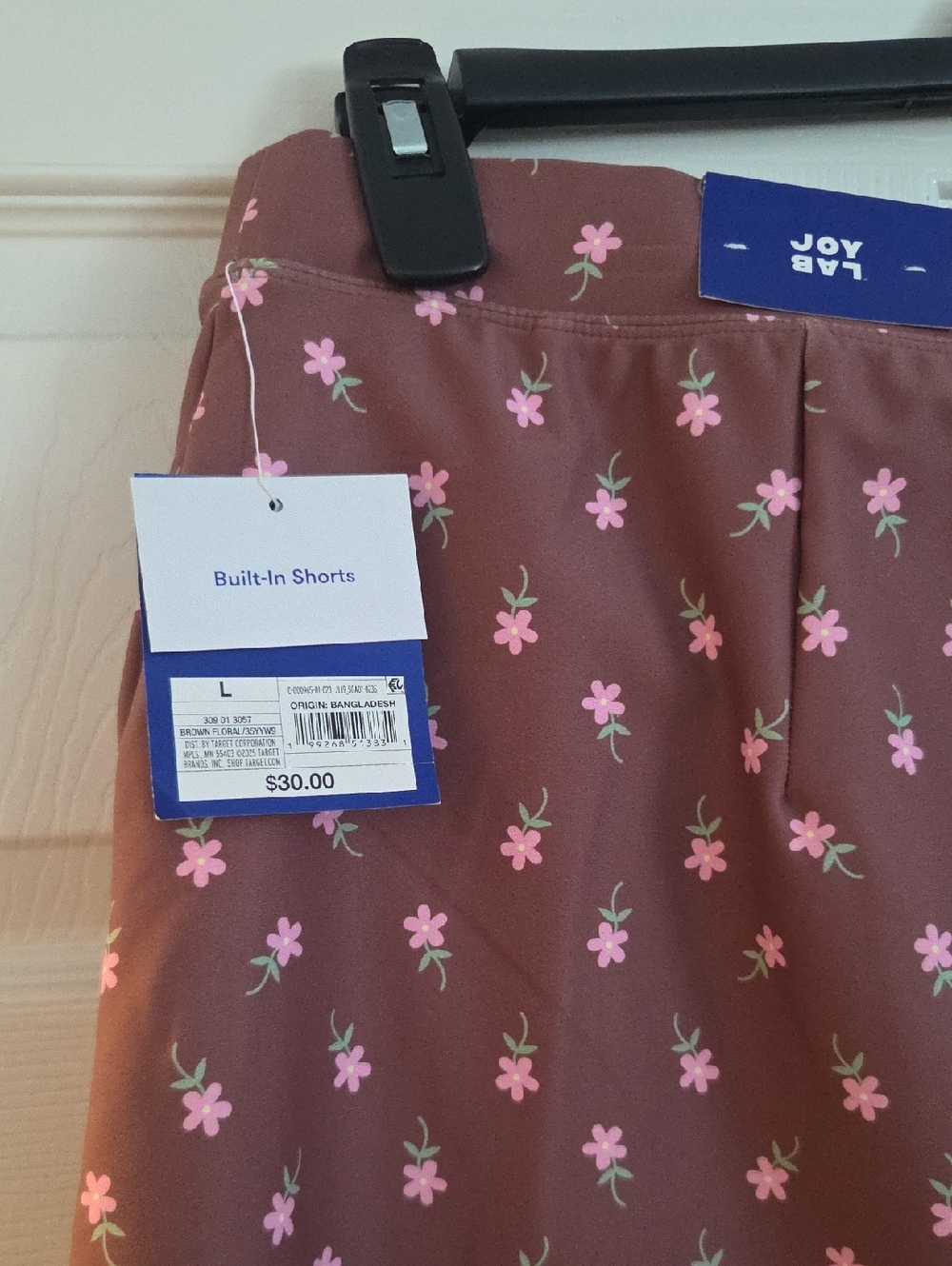 JoyLab Brown Floral Skirt with Pink Flowers - Picture 4 of 4